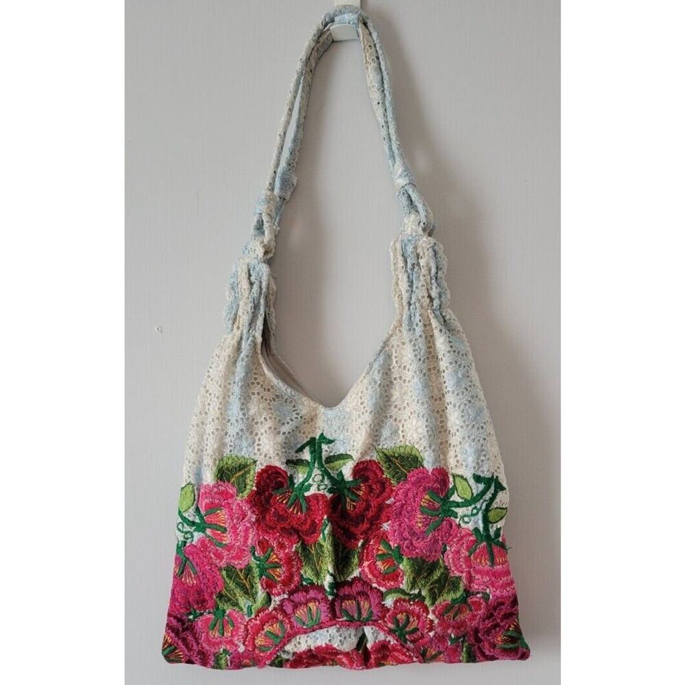 Altiplano Shoulder Bag Purse Floral Hand-Embroidered Cotton Guatemalan